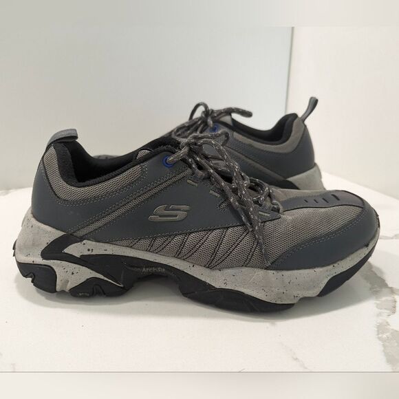 SKECHERS ARCH FIT PHANTOM Charcoal/Gray Leather hicking Trail Shoes Sneaker 11.5 - Picture 2 of 13